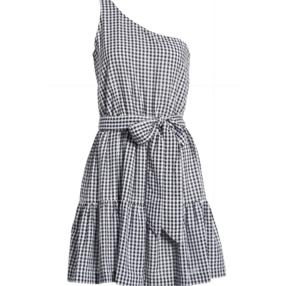Vineyard Vines Gingham Seersucker One Shoulder Tie Dress Size 16
